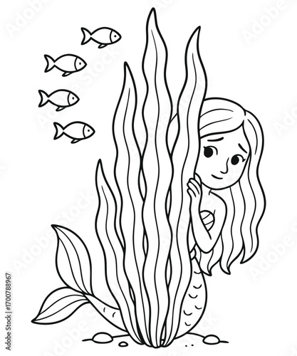 Mermaid coloring page for kids