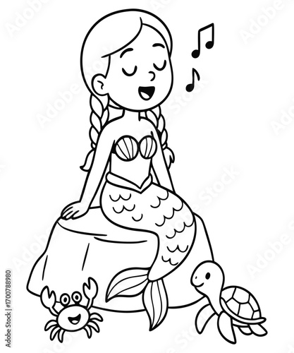 Mermaid coloring page for kids