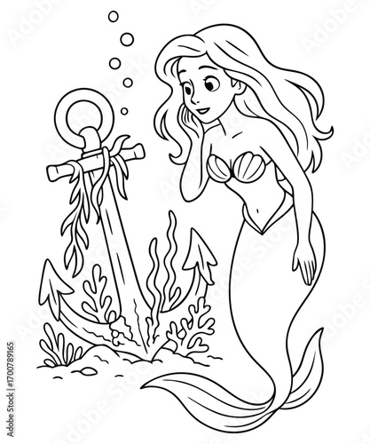 Mermaid coloring page for kids