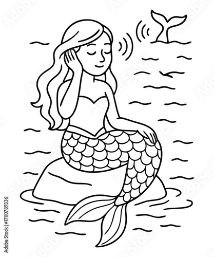 Mermaid coloring page for kids