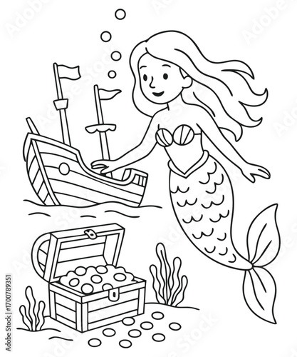 Mermaid coloring page for kids