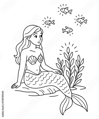 Mermaid coloring page for kids