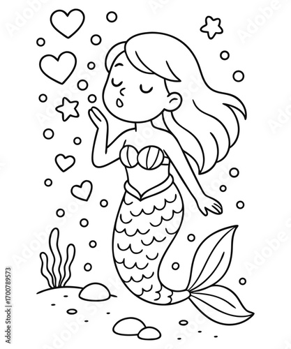 Mermaid coloring page for kids