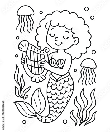 Mermaid coloring page for kids