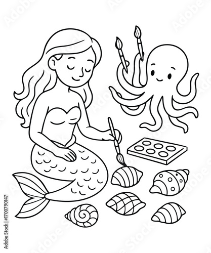 Mermaid coloring page for kids