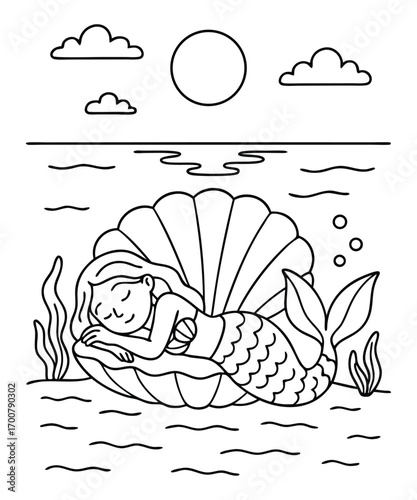 Mermaid coloring page for kids
