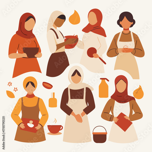 vector illustration of a set of women