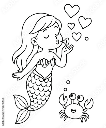 Mermaid coloring page for kids