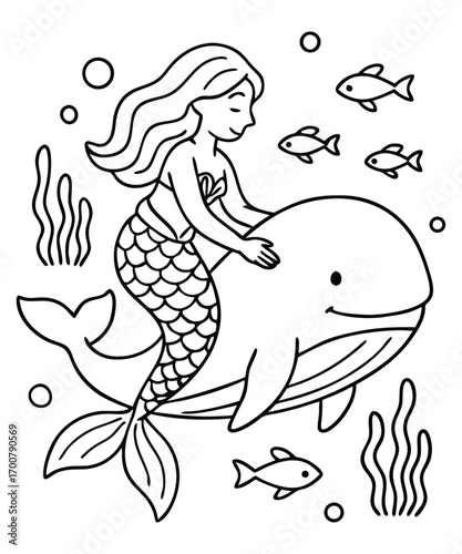 Mermaid coloring page for kids