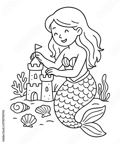 Mermaid coloring page for kids