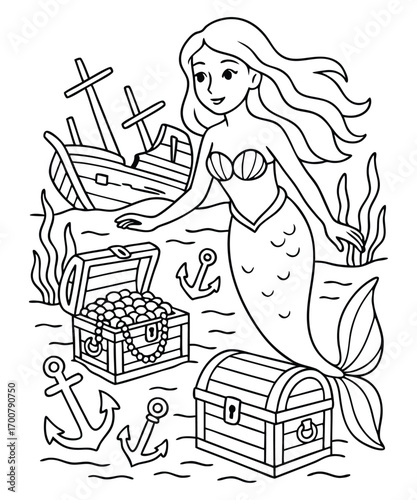 Mermaid coloring page for kids