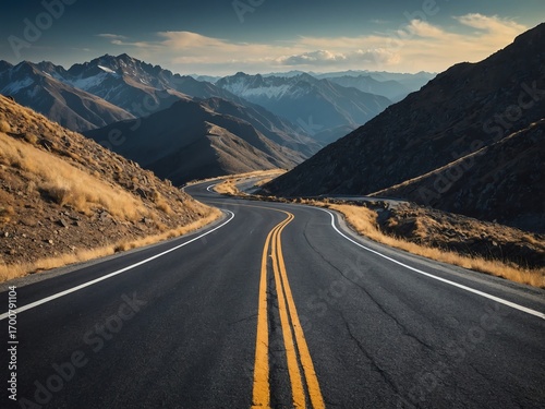 Scenic Mountain Road Winding Through Landscape