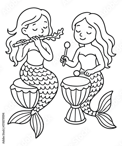 Mermaid coloring page for kids