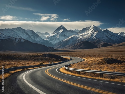 Scenic Mountain Road Winding Through Landscape