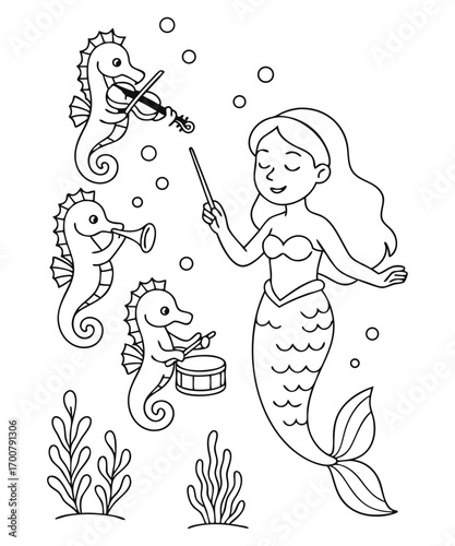 Mermaid coloring page for kids