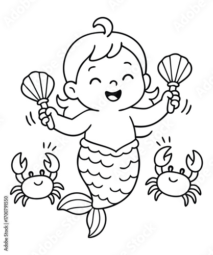 Mermaid coloring page for kids