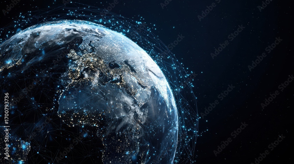 Obraz premium digital globe background global data communication global networking concept hd wallpaper