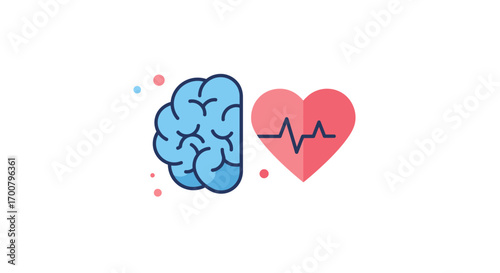 Heart and Brain Interconnected Mental and Physical Health Relationship Concept