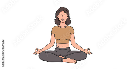 Woman in Lotus Position Embracing Mindfulness and Inner Peace Through Yoga