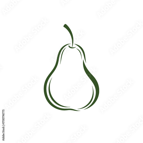 Stylized pear featuring monochrome green palette and elegant minimalist form