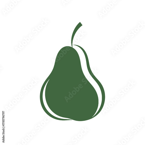 Pear with clean monochrome green design and smooth minimalist curves