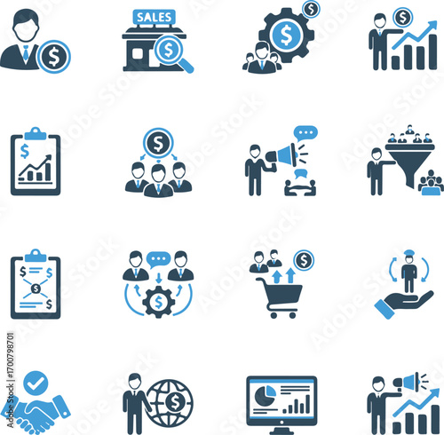 Business Strategy Icon Set. Features editable icons for business strategy, performance, and success. Perfect for businesses, entrepreneurs, consultants, 