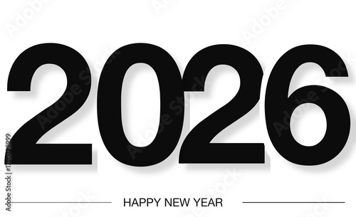 New Year 2026 Typography Design. Perfect for Posters, Invitations, Banners, Social Media, and Celebration Decorations. Vector Isolated