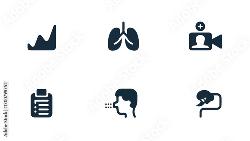 Modern minimalist telehealth and healthcare icon set for digital clinics health apps and remote patient care platforms