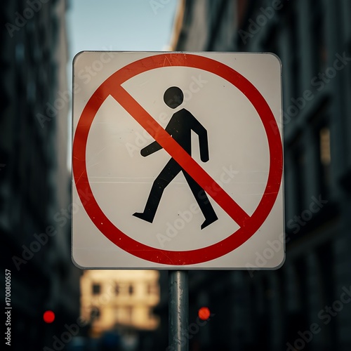No Pedestrian Access Sign on a City Street