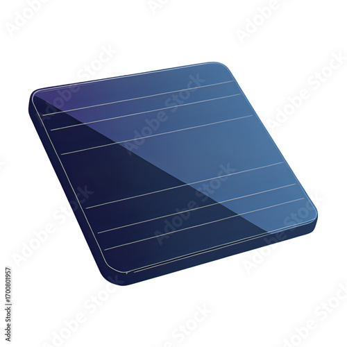 Clean blue solar panel generating renewable energy on a white background