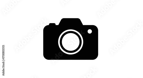 Black camera silhouette isolated on white background