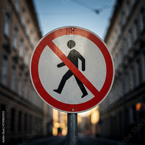 No Pedestrian Access Sign on a City Street