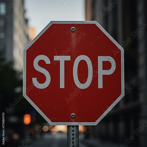 Red Stop Sign on a City Street