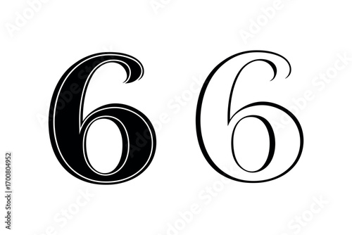 two elegant numbers six displayed in artistic font silhouette