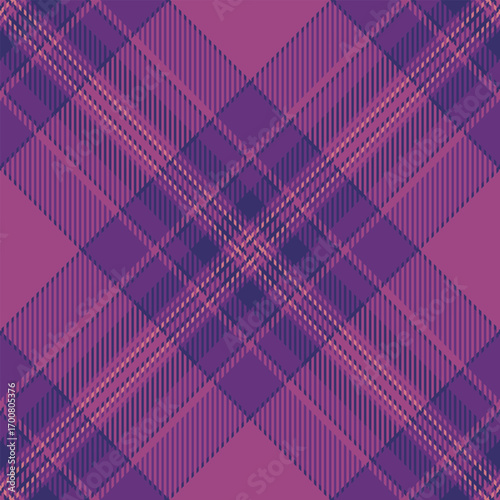 Nice background fabric vector, cut out texture tartan plaid. Japanese textile seamless check pattern in violet and pink colors.