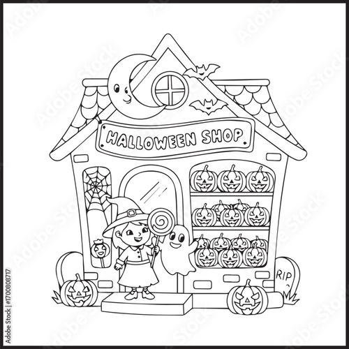 Halloween Shop Coloring Pages