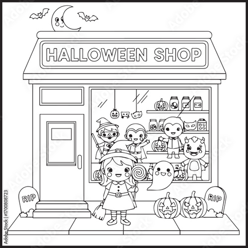 Halloween Shop Coloring Pages