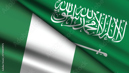 High Quality background with Two Flags of Saudi Arabia and Nigeria