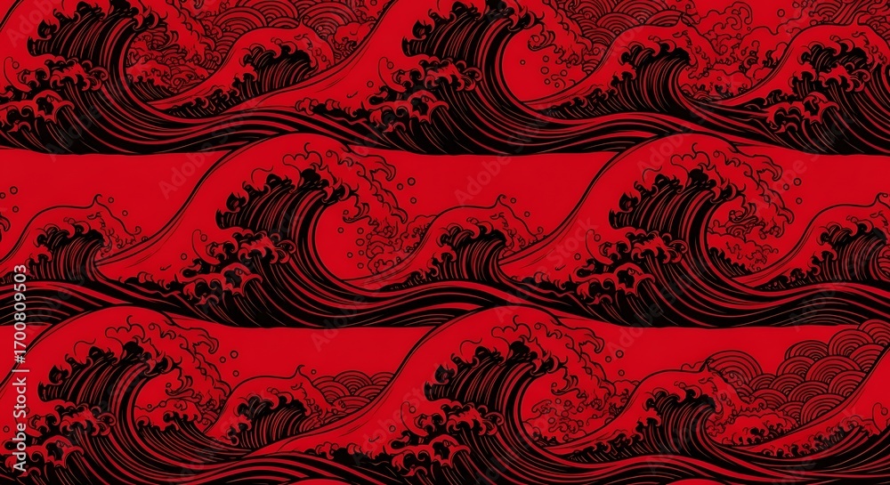 Dynamic Red Ocean Wave Pattern Abstract Background.