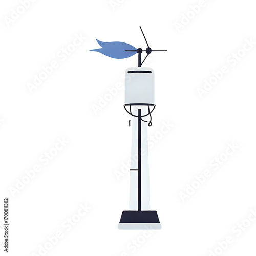 Modern meteorological device measuring wind and weather conditions outdoors.