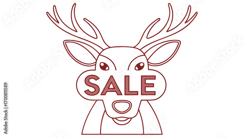 Outline a deer head with the word S A L E in its muzzle sale christmas