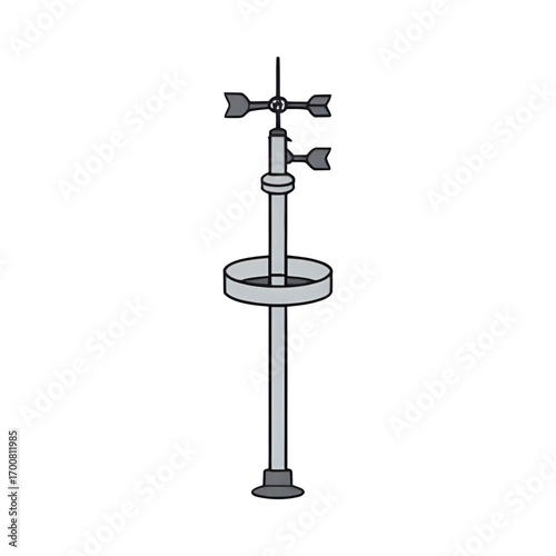 Simple illustration of a weather vane and anemometer on a pole
