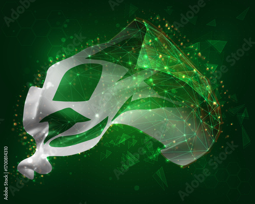 Recycling, vector 3d flag on green background
