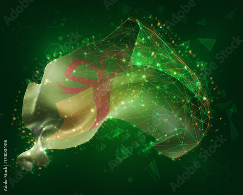 Gift, vector 3d flag on green background