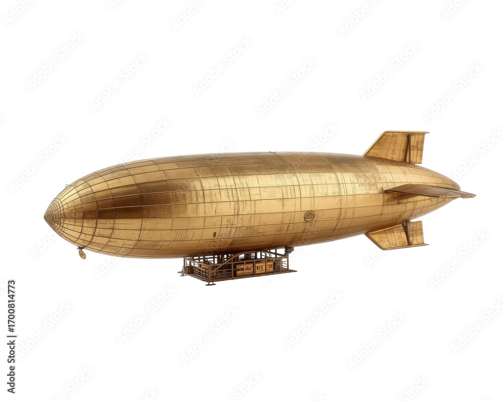 Obraz premium Exquisite Golden Airship Miniature, A Captivating Replica of Aviation History Elegantly Displayed