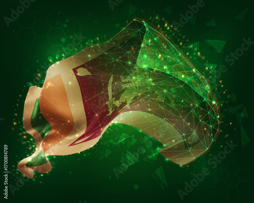 Sri Lanka, vector 3d flag on green background