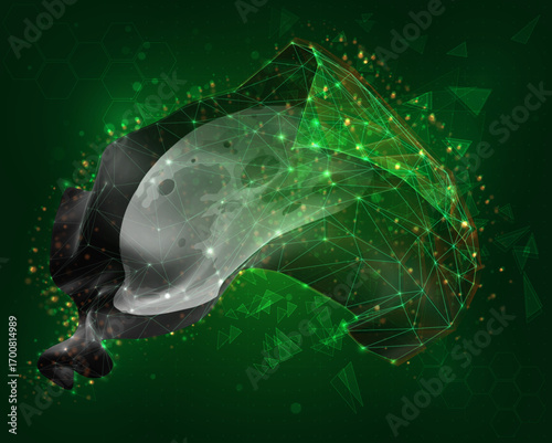 Moon, vector 3d flag on green background
