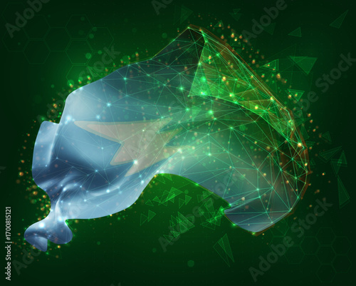 Electroneum, vector 3d flag on green background