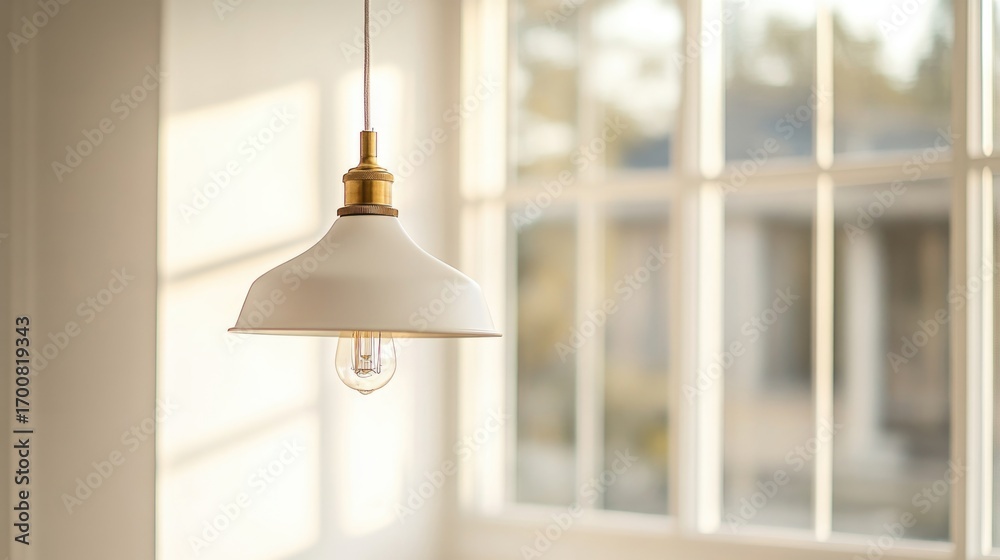 Obraz premium Warm light on a white pendant lamp