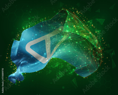 Ton, vector 3d flag on green background
